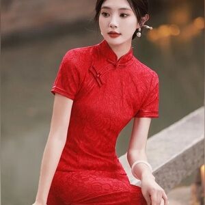 Moda Red Sleeveless Mock Neck Sundress Contemporary